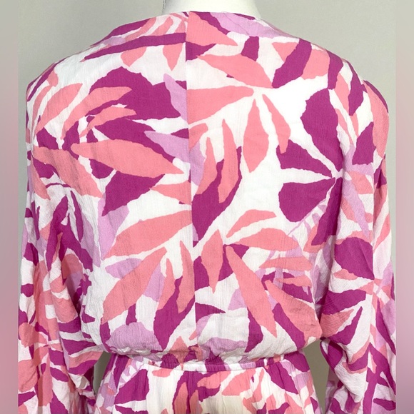 Emily Wonder Womens S Pink Floral V-Neck Dress Boho Preppy Classic Coastal - Picture 9 of 16